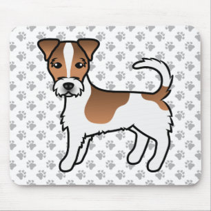 Tapis De Souris Chien Terrier Jack Russell à poil dur blanc et fau