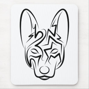 Tapis De Souris Chien tribal noir et blanc