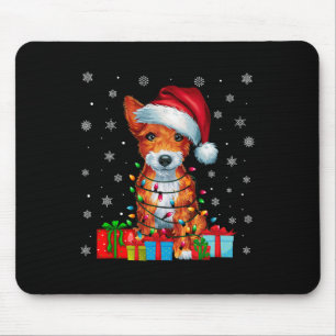 Tapis De Souris Chien Vilain Noël Lumières Santa Hat Toy Fox Terri