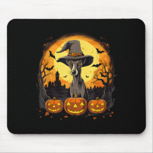 Tapis De Souris Chien Whippet Sorcière Halloween Effrayant