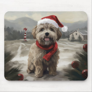 Tapis De Souris Chien Yorkipod en Noël de neige
