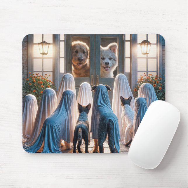 Tapis De Souris Chiens fantômes d'Halloween (Avec souris)