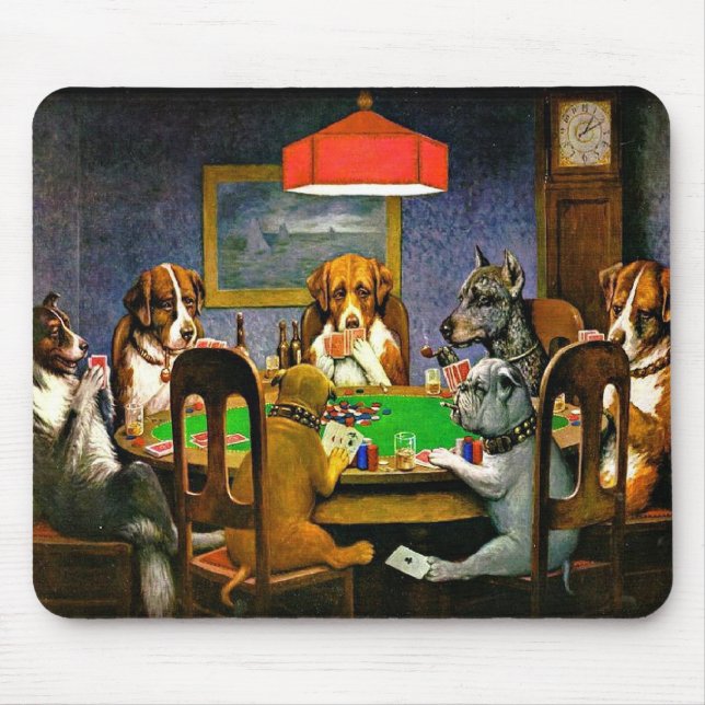 Tapis De Souris Chiens Jouant Au Poker, C.M. Coolidge, (Devant)