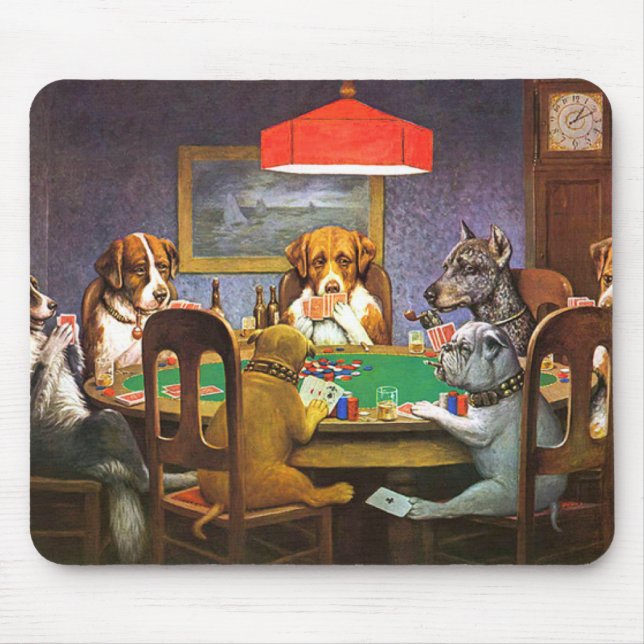 Tapis De Souris Chiens Jouer Poker Un Ami Dans Le Besoin (Devant)