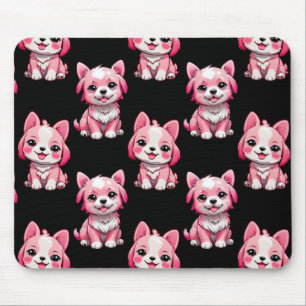 Tapis De Souris Chiens roses mignons - Noir 