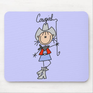 Tapis De Souris Chiffre cow-girl de bâton avec le lasso