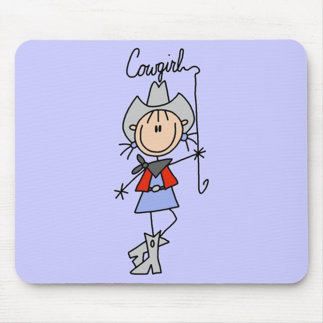 Tapis De Souris Chiffre cow-girl de bâton avec le lasso (Devant)
