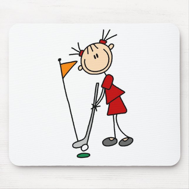 Tapis De Souris Chiffre femelle golfeur de bâton (Devant)
