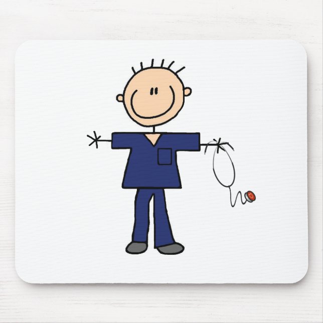 Tapis De Souris Chiffre masculin infirmière - bleu de bâton (Devant)