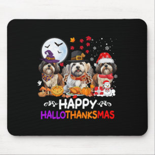 Tapis De Souris Chih Tzu Chien Noël Joyeux Hallothankmas Thanksg