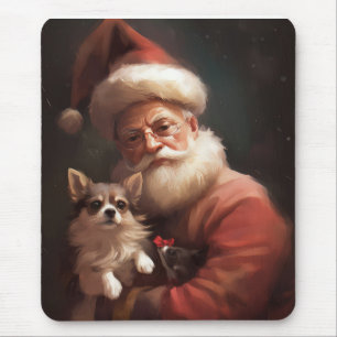 Tapis De Souris Chihuahua avec le Père Noël Noël Festif