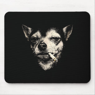 Tapis De Souris Chihuahua drôle qui fume vintage y2k grunge chien