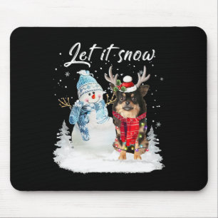 Tapis De Souris Chihuahua Long Haie Chien Père Noël Noël Snowman