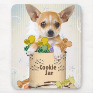 Tapis De Souris Chihuahua Posé avec Cookie Jar