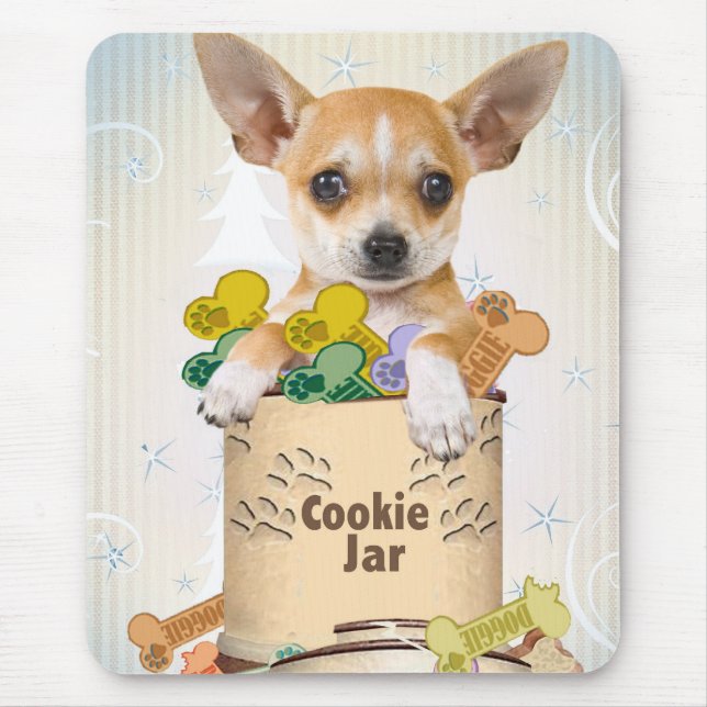 Tapis De Souris Chihuahua Posé avec Cookie Jar (Devant)