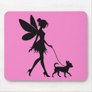 Tapis De Souris Chihuahua promenant avec une fée