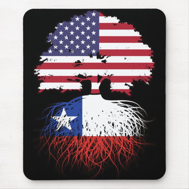 Tapis De Souris Chili Américain Chilien USA Arbre Racines Drapeau (Devant)