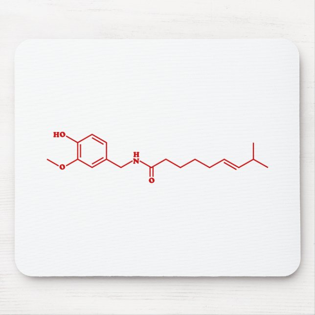 Tapis De Souris Chili Capsaicin Formule chimique moléculaire (Devant)