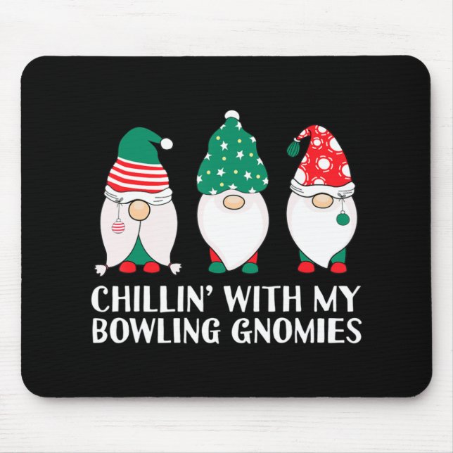 Tapis De Souris Chilling Avec Mon Bowling Gnomies PJ Fun Gnome Pun (Devant)