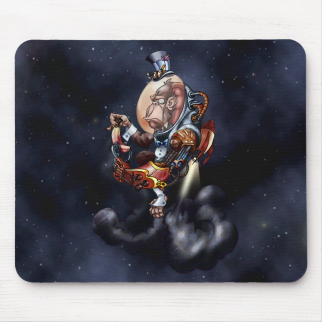 Tapis De Souris Chimpanzé de l'espace de Steampunk (Devant)