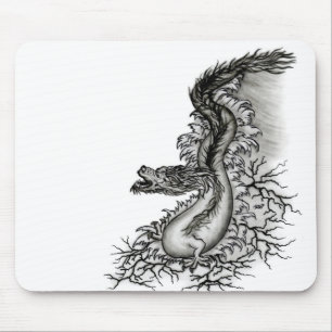Tapis De Souris China Dragon, Black and white Design in Tattoostyl