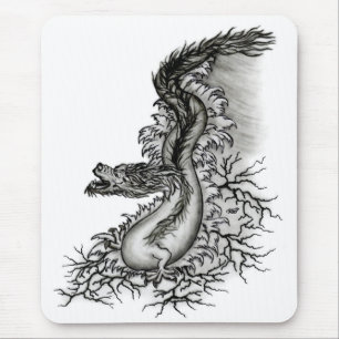 Tapis De Souris Chine Dragon, noir et blanc Design en Tattoostyl