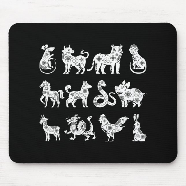Tapis De Souris Chinese Zodiac Signs Lunar Chinese New Year  (Devant)