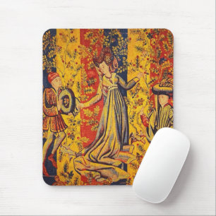 Tapis De Souris Chinoiserie médiévale italienne rouge jaune