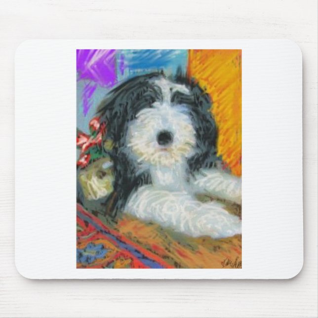 Tapis De Souris Chiot barbu de colley (Devant)