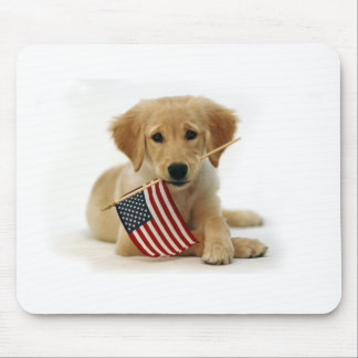 Tapis De Souris Chiot et drapeau de golden retriever