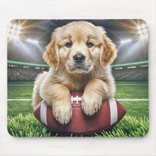 Tapis De Souris Chiot Golden Retriever Sur Un Football (Devant)