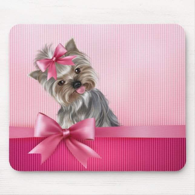 Tapis De Souris Chiot rose de princesse Yorkie de Yorkshire (Devant)