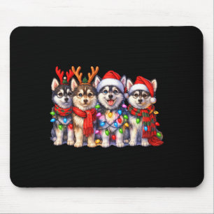 Tapis De Souris Chiots de Noël Msky mignons avec lumières à manche