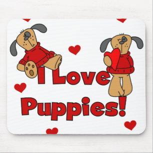 Tapis De Souris Chiots rouges d'amour des coeurs I