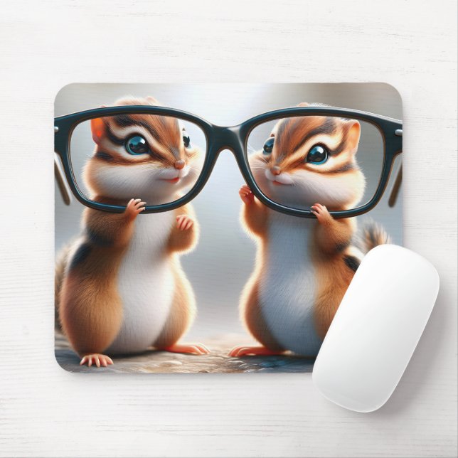 Tapis De Souris Chipmund avec lunettes noires (Avec souris)