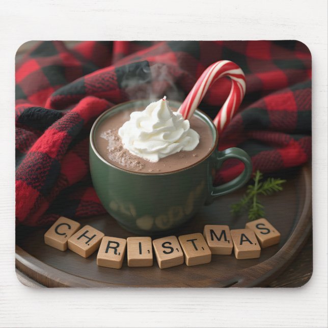 Tapis De Souris Chocolat chaud de Noël avec Sucre de canne (Devant)