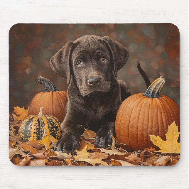 Tapis De Souris Chocolat Labrador Retriever Automne (Devant)