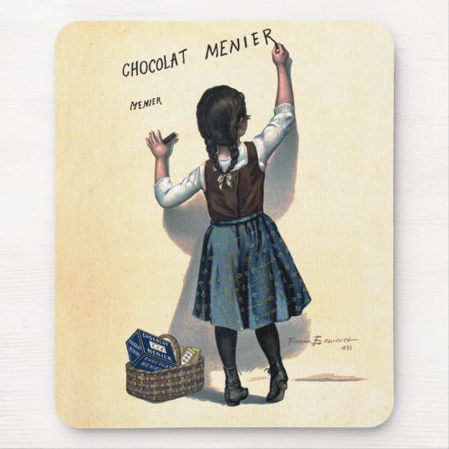 Tapis De Souris Chocolat Menier Petite fille Mur écriture (Devant)