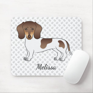 Tapis De Souris Chocolat & Tan Pied Cheveux Courte Dachshund & Nom