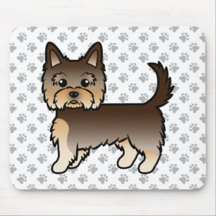 Tapis De Souris Chocolat Yorkshire Terrier Cartoon Chien et Pâtes