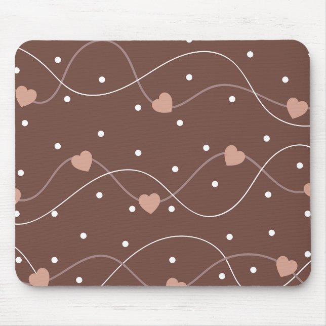 Tapis De Souris Chocolate Brown with Pink Hearts (Devant)