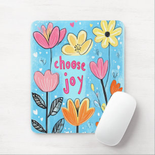 Tapis De Souris Choisissez Joie Art Populaire Fantaisiste Floral