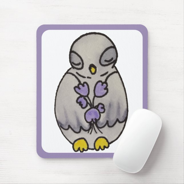 Tapis De Souris Chouette à dessin d'oiseaux mignonne (Avec souris)