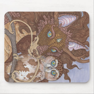 Tapis De Souris Chouette aux yeux clairs et dragon