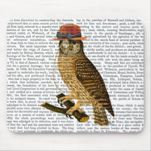 Tapis De Souris Chouette avec Casquette Bowler style Steampunk