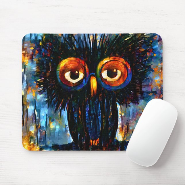 Tapis De Souris Chouette brillante et sage (Avec souris)