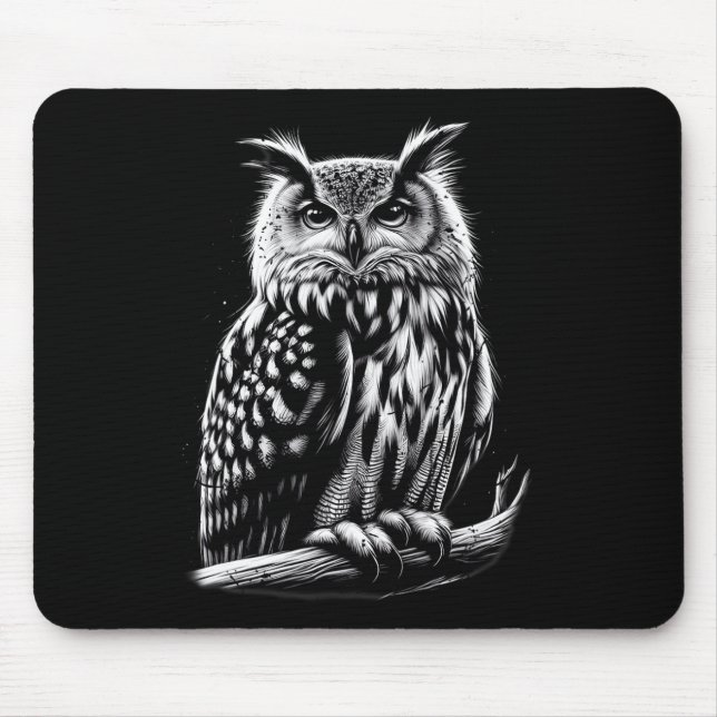 Tapis De Souris Chouette De Minuit, Observateur Silencieux Des Yeu (Devant)