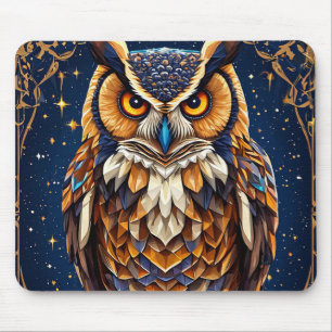 Tapis De Souris Chouette géométrique aux couleurs vives