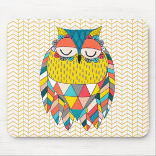 Tapis De Souris Chouette moderne de la tribu Aztec Chevron Mousepa