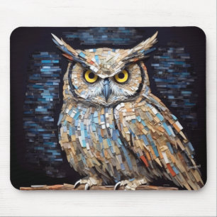 Tapis De Souris Chouette Oiseau Art Décor Peinture Mosaïque